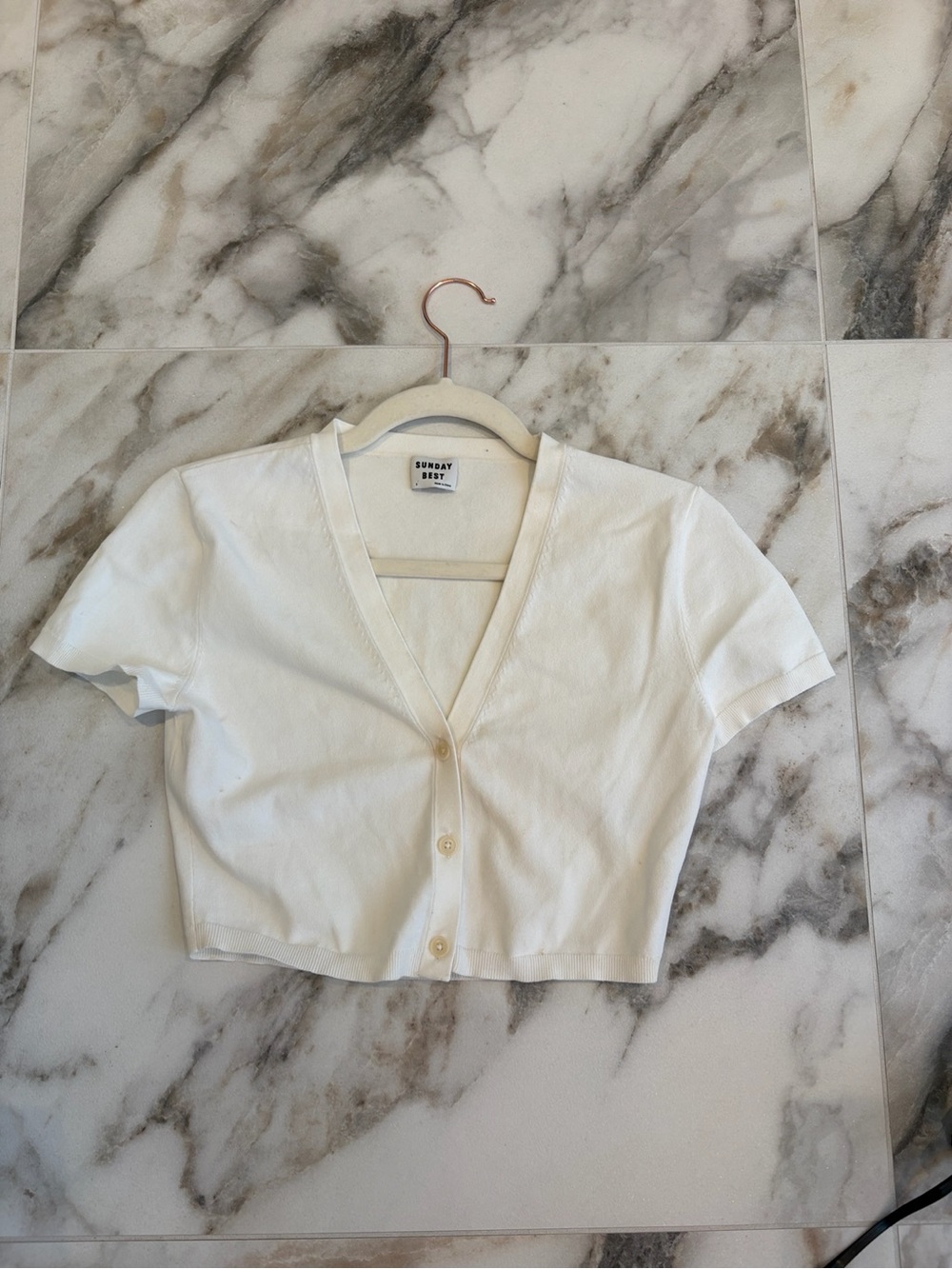Aritzia Sunday Best White Cropped Knit Cardigan | Size S | Book Club Aesthetic - Picture 7 of 8